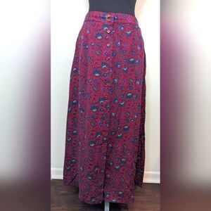 VTG Maggie Lawrence Cottagecore Prairiecore Garden Girl Boho Button Skirt LG